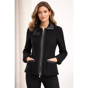 GIORGIO ARMANI Black Label made in Italy Asymmetrical Zipper Blazer Size EU 36